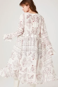 Ornate Print Chiffon Kimono