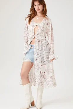 Ornate Print Chiffon Kimono