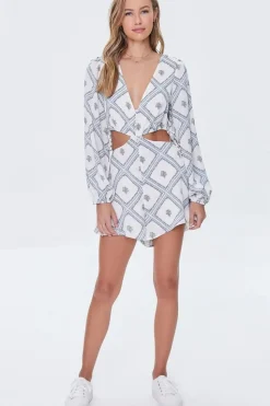 Ornate Print Cutout Romper
