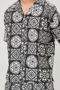 Ornate Print Linen-Blend Shirt