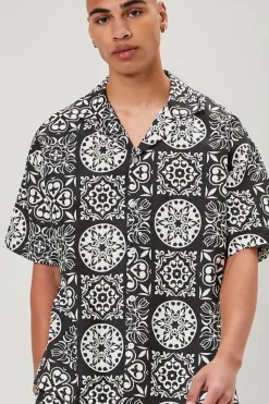 Ornate Print Linen-Blend Shirt