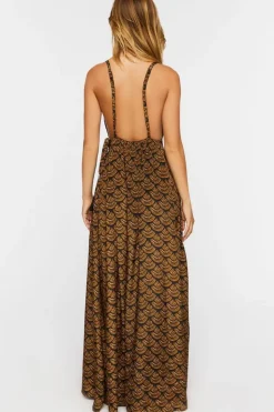 Ornate Print Surplice Maxi Dress