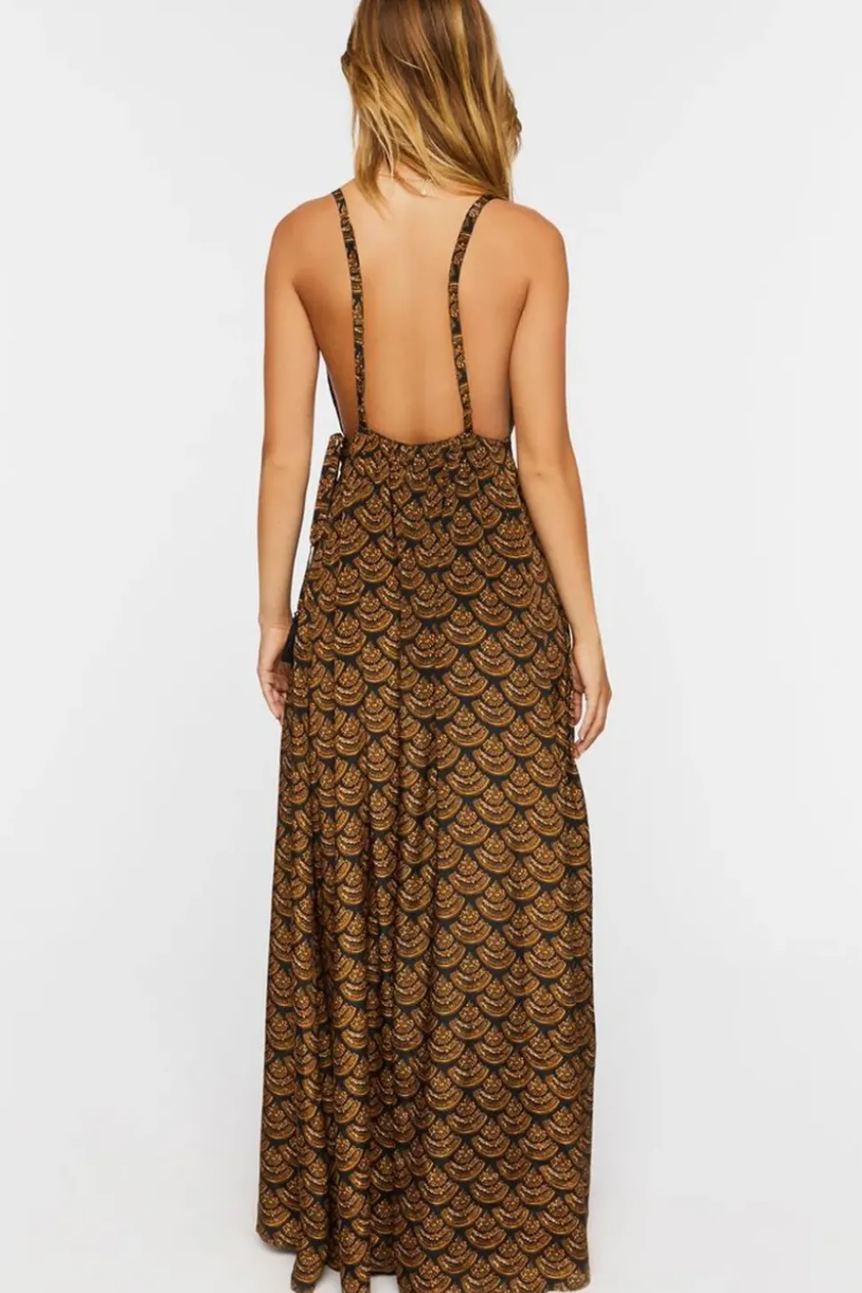 Ornate Print Surplice Maxi Dress