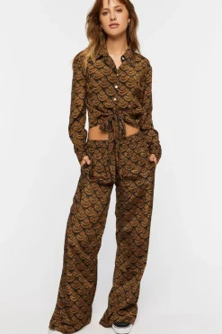 Ornate Print Wide-Leg Pants