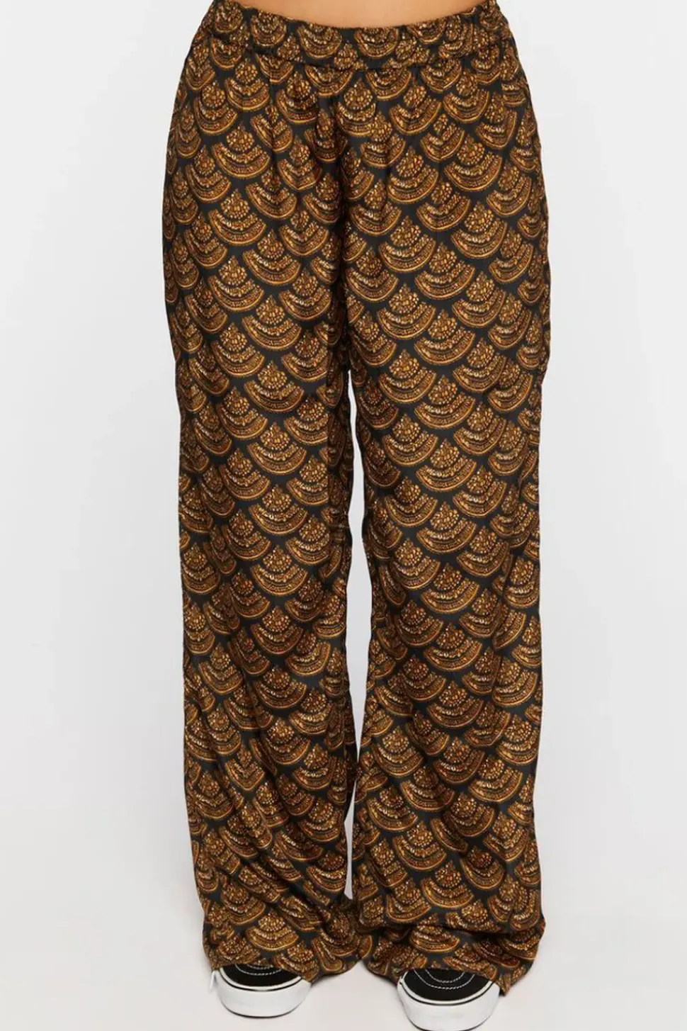 Ornate Print Wide-Leg Pants