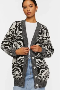 Oversized Abstract Cardigan Sweater