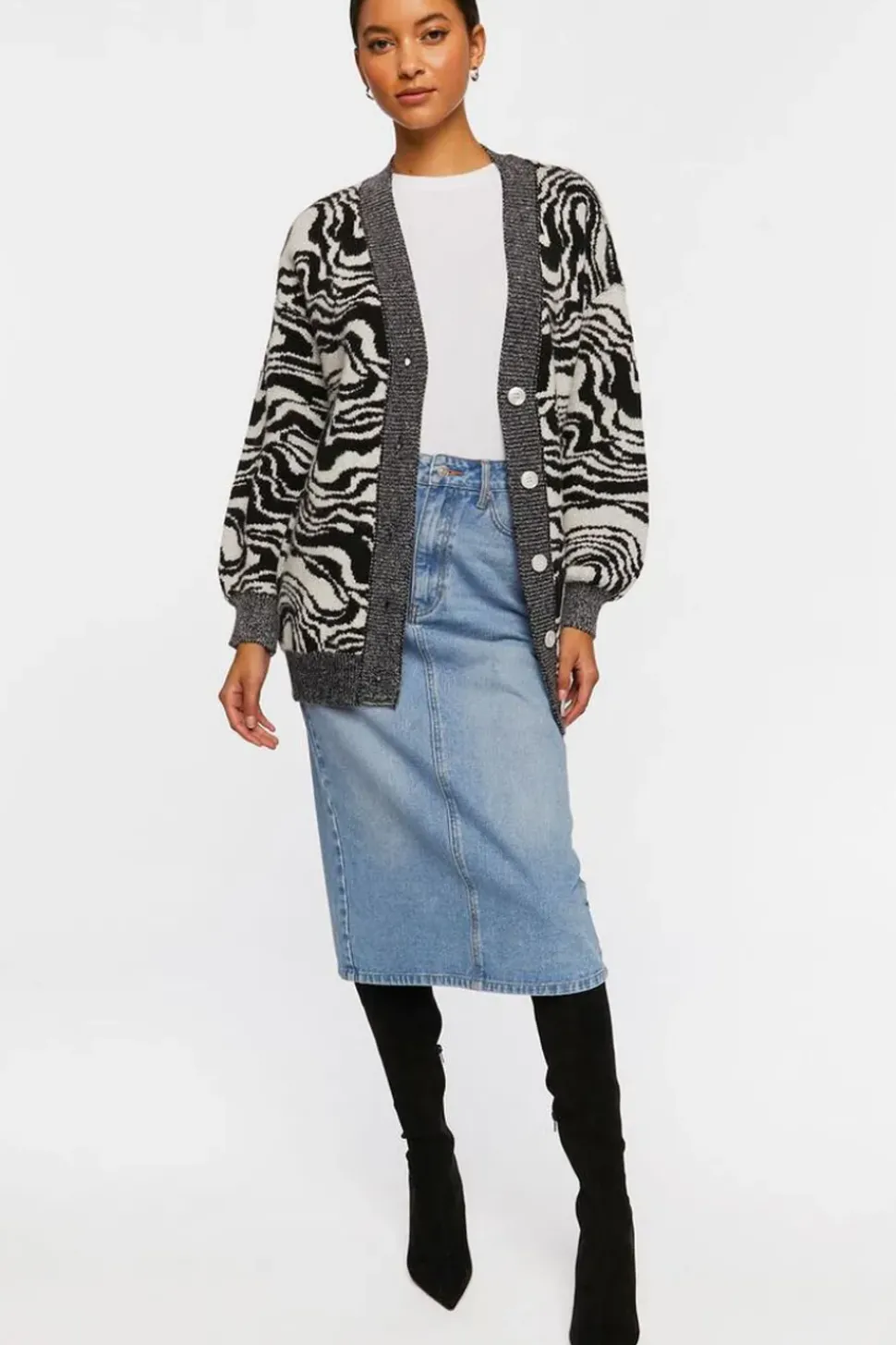 Oversized Abstract Cardigan Sweater