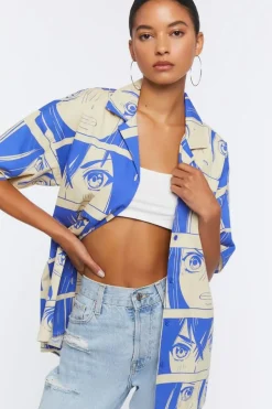 Oversized Anime Print Shirt