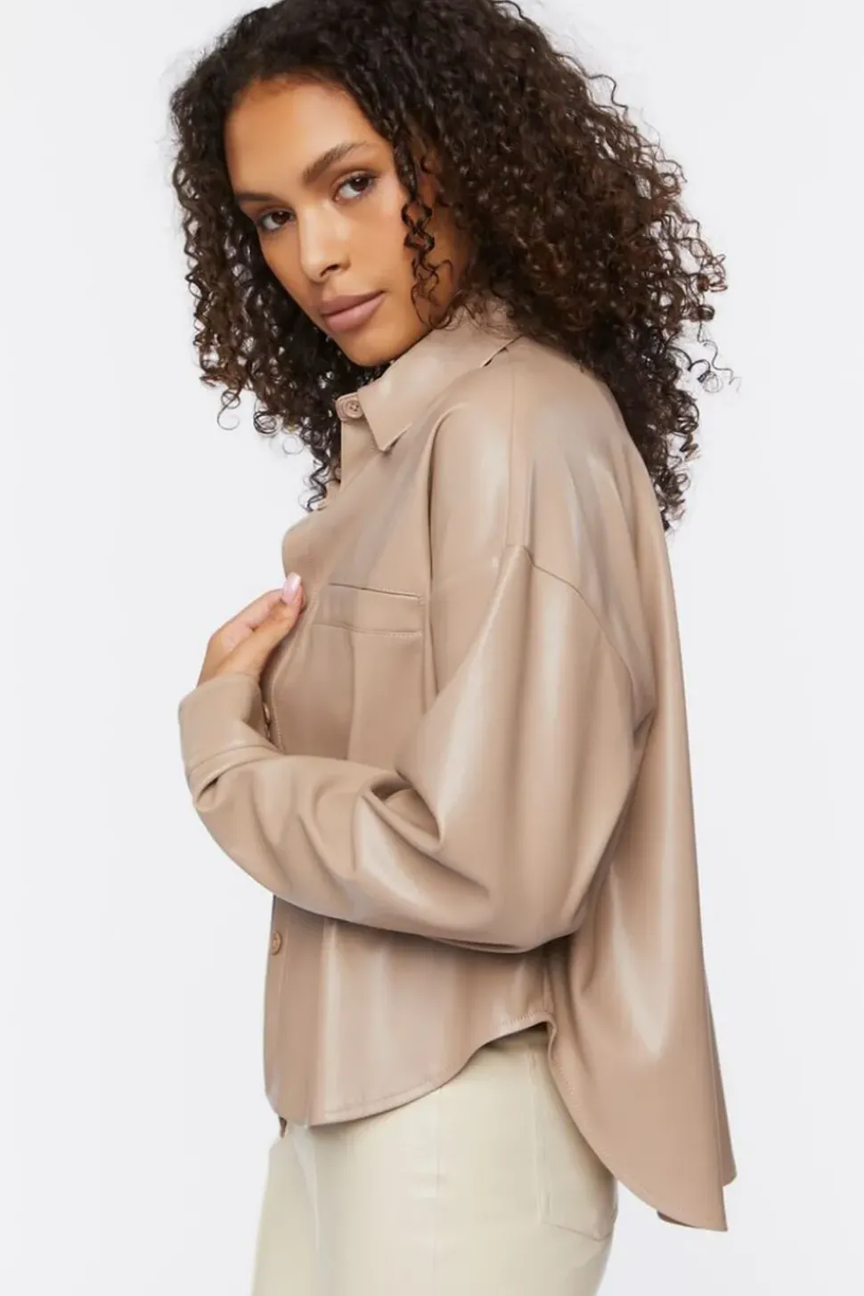 Oversized Faux Leather Shirt