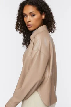 Oversized Faux Leather Shirt
