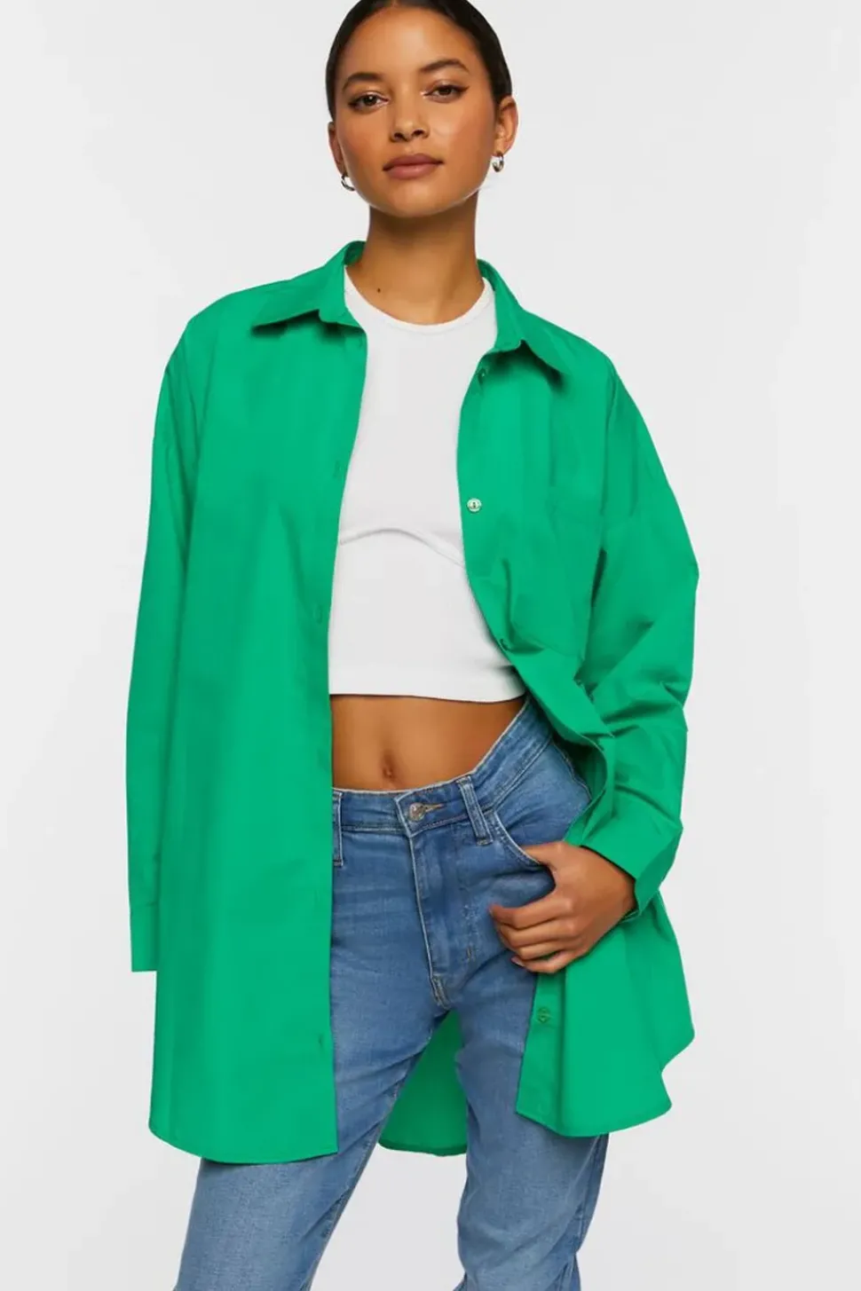 Oversized Longline Poplin Shirt