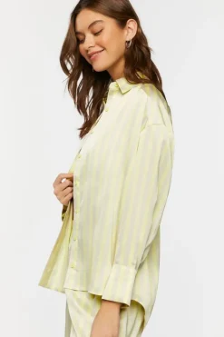 Oversized Satin Striped Shirt