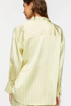 Oversized Satin Striped Shirt