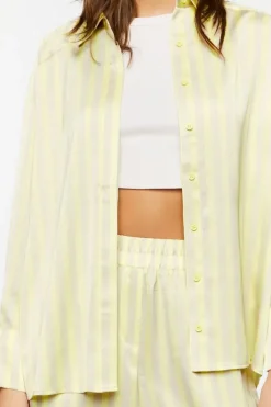 Oversized Satin Striped Shirt