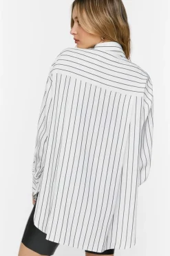 Oversized Striped High-Low Shirt