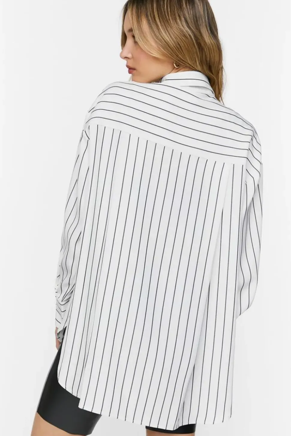 Oversized Striped High-Low Shirt