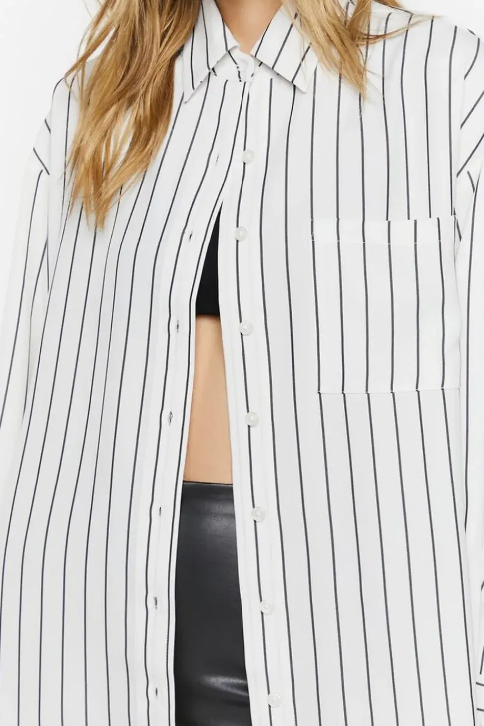 Oversized Striped High-Low Shirt