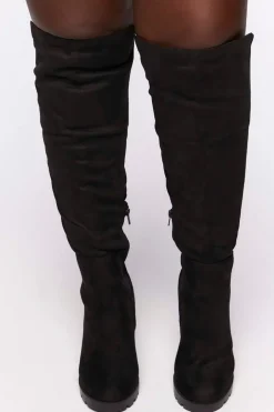 Over-The-Knee Lug-Sole Boots (Wide)