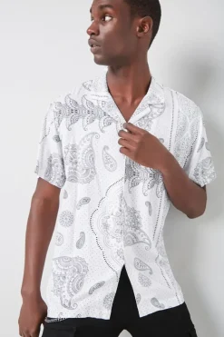 Paisley Print Button-Front Shirt