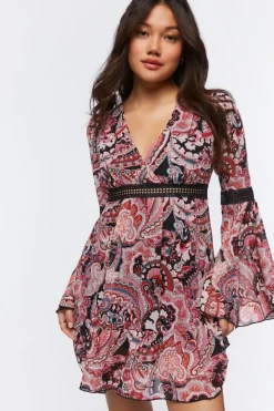 Paisley Print Chiffon Mini Dress