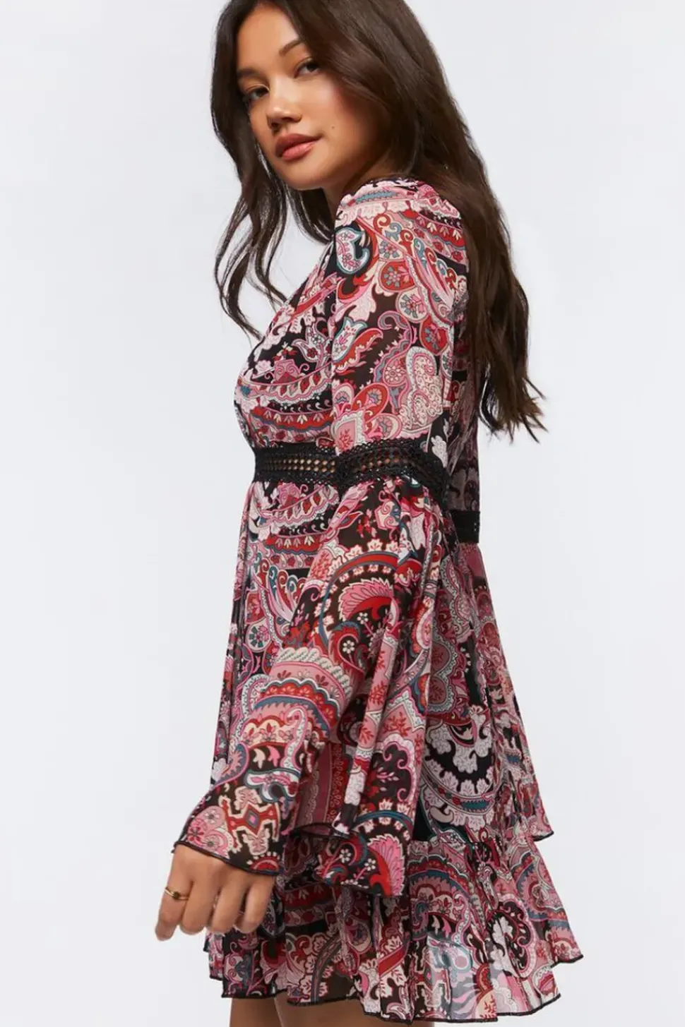 Paisley Print Chiffon Mini Dress