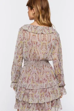Paisley Print Chiffon Mini Dress