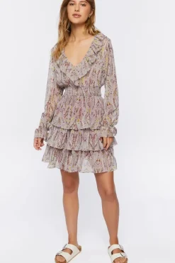Paisley Print Chiffon Mini Dress