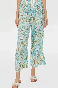 Paisley Print Paperbag Satin Pants