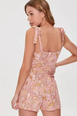 Paisley Print Tie-Strap Romper