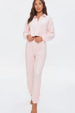 Pajama Half-Zip Crop Top