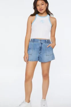 Palm Beach Club Graphic Ringer Crop Top