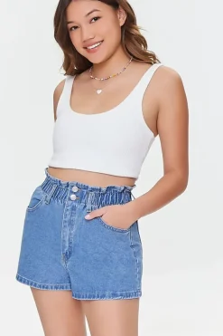 Paperbag Denim Shorts