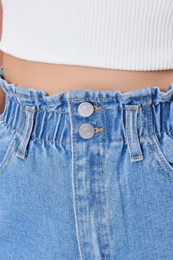 Paperbag Denim Shorts
