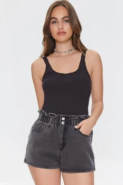 Paperbag Denim Shorts