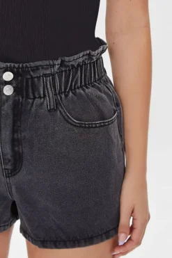 Paperbag Denim Shorts