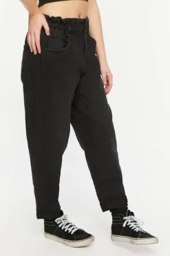 Paperbag Straight-Leg Jeans