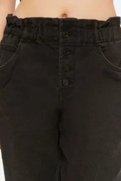 Paperbag Straight-Leg Jeans