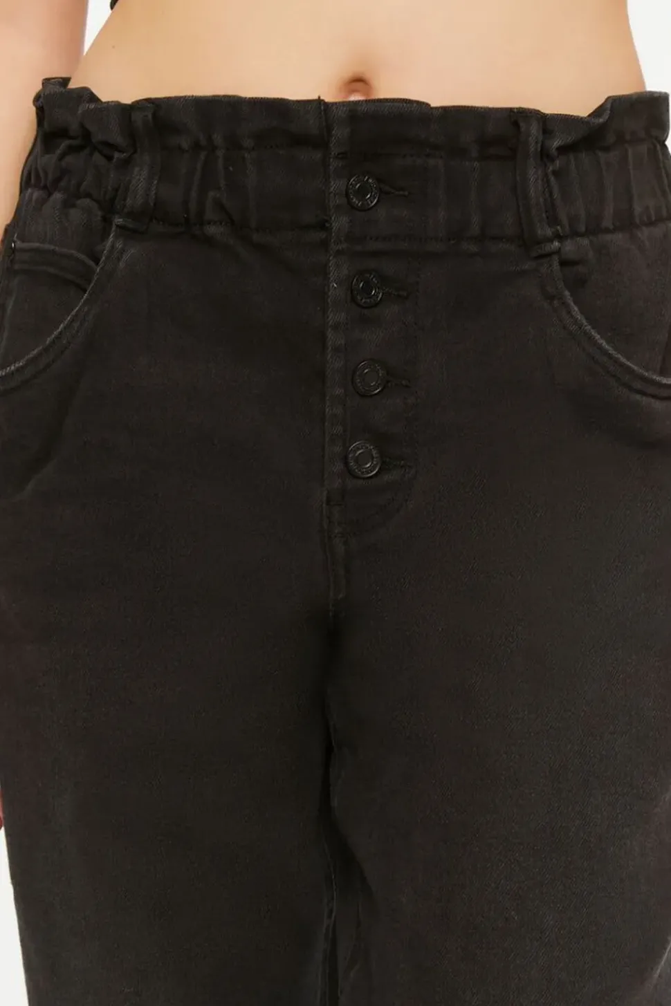 Paperbag Straight-Leg Jeans