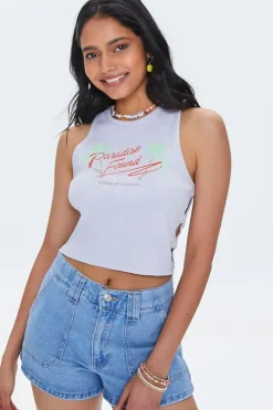 Paradise Found Graphic Cutout Crop Top