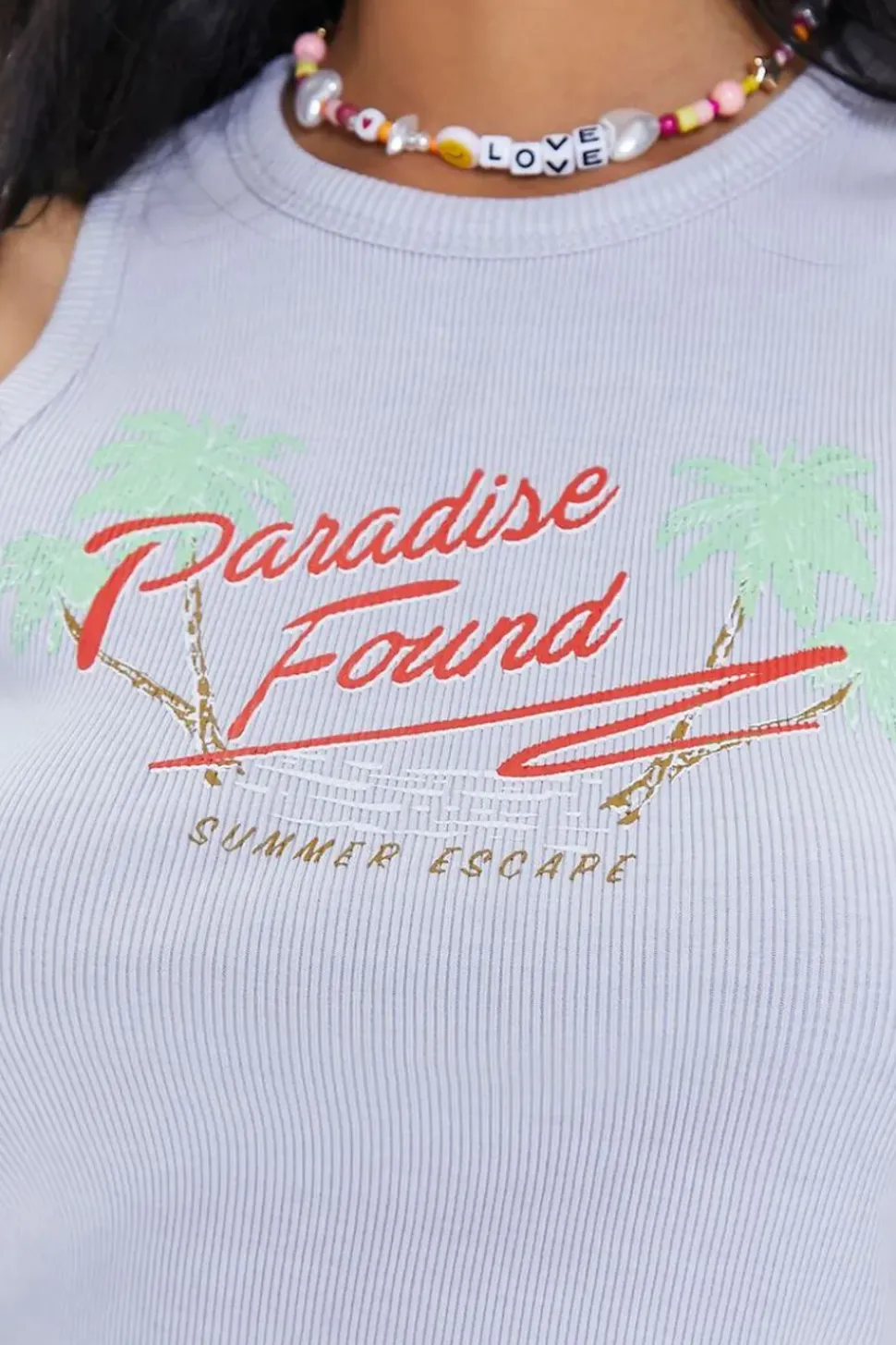 Paradise Found Graphic Cutout Crop Top