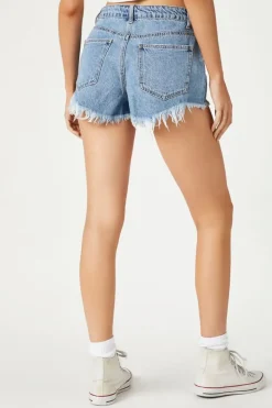 Pearl Button Denim Mom Shorts
