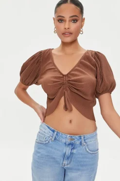 Peasant-Sleeve Crop Top