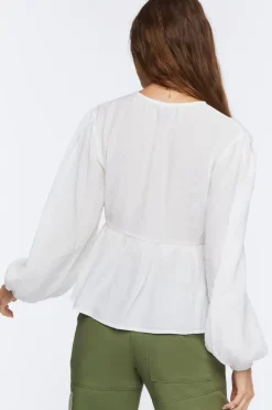 Peasant-Sleeve Drawstring Top