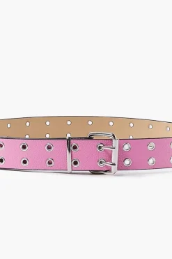 Pebbled Faux Leather Grommet Bet