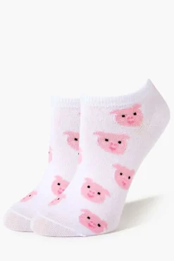 Pig Print Ankle Socks