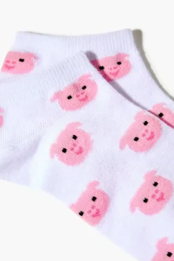 Pig Print Ankle Socks