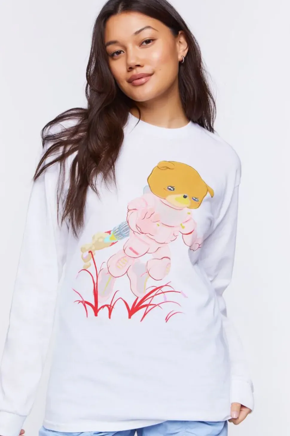 Pink Planet Long-Sleeve Graphic Tee