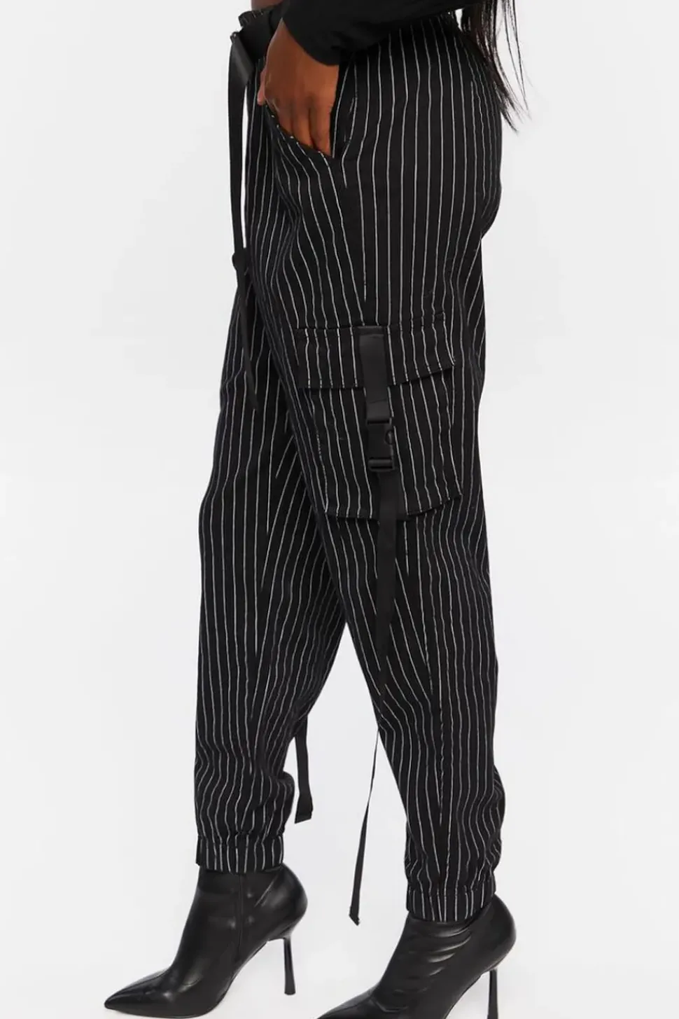 Pinstripe Belted Cargo Pants