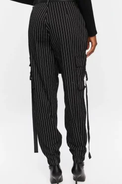 Pinstripe Belted Cargo Pants