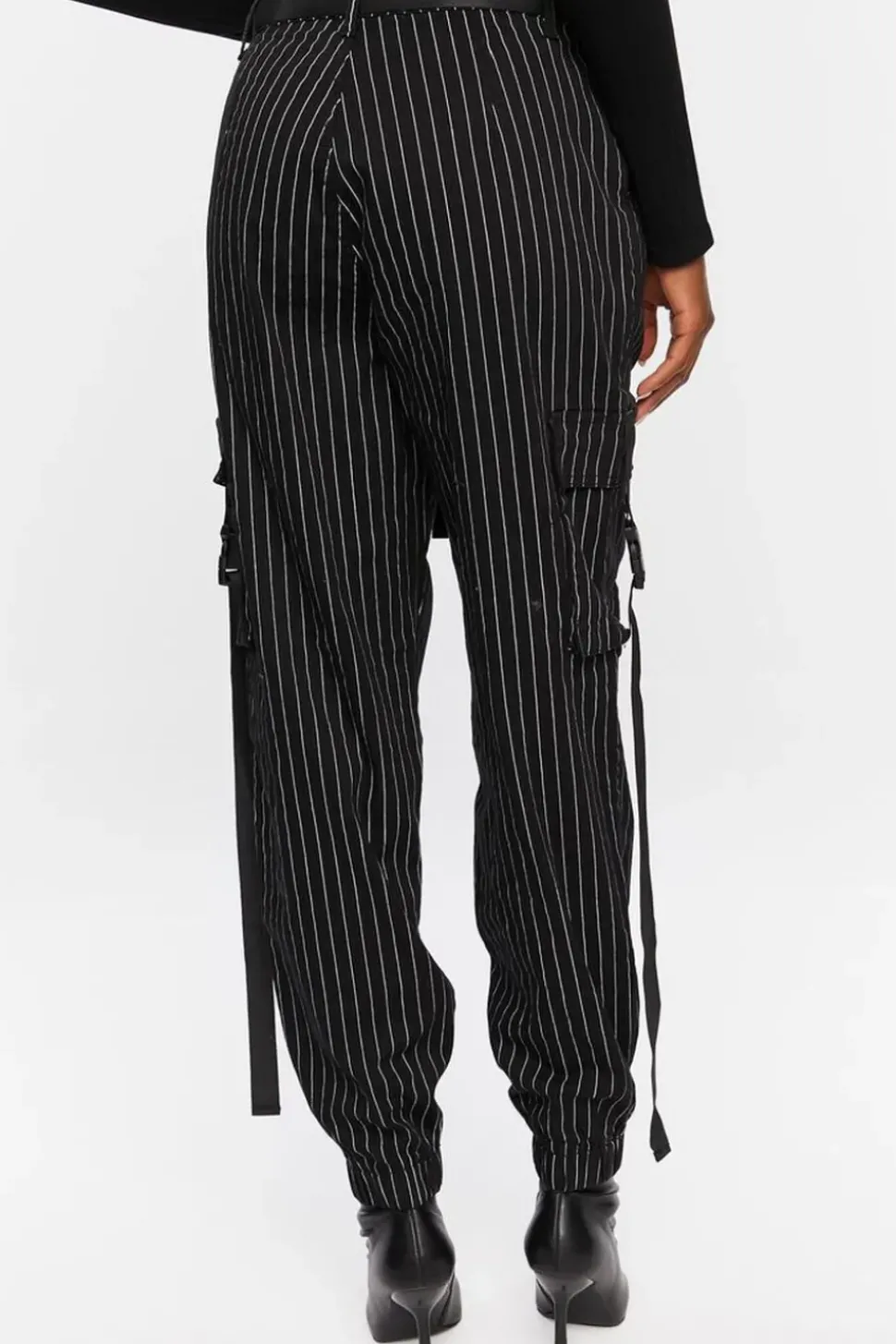 Pinstripe Belted Cargo Pants